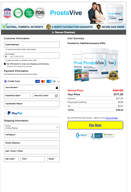 Prostavive Secured order page